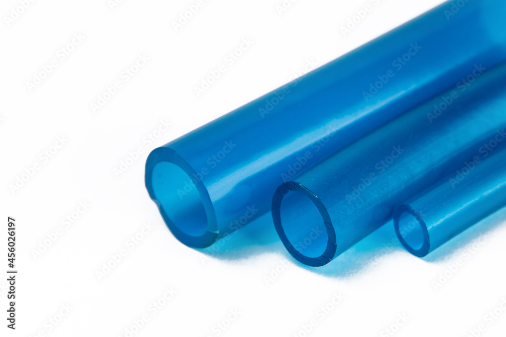 Tips of rubber hoses of different diameters, on a white background Tips of rubber hoses of different diameters, on a white background