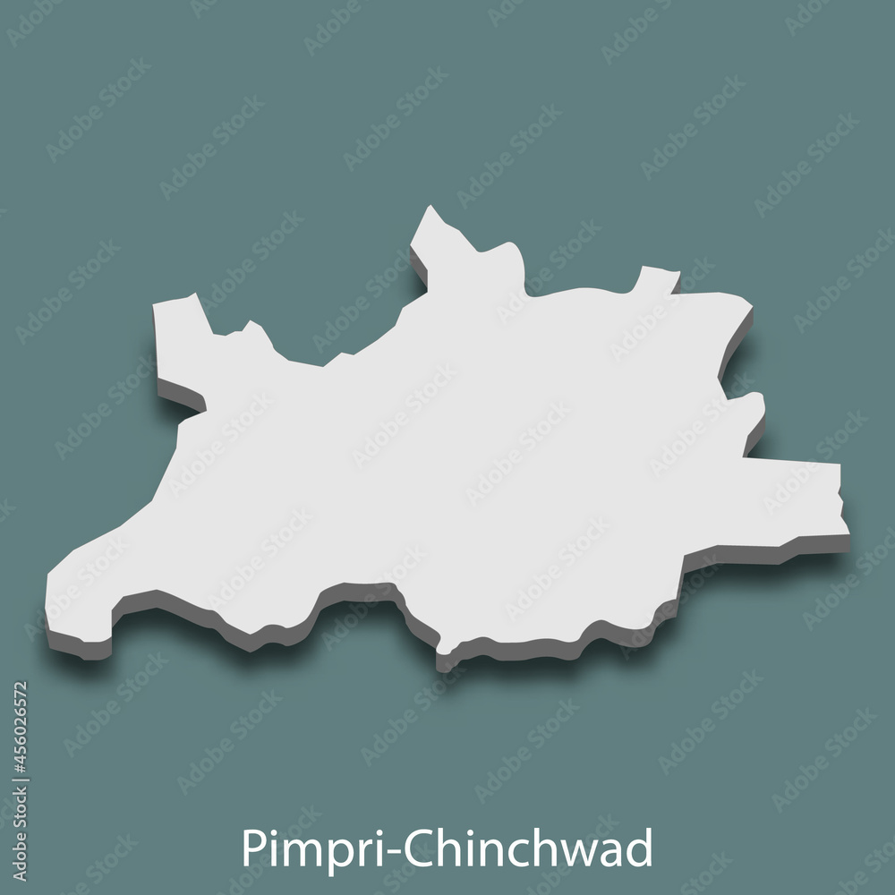 3d isometric map of Pimpri-Chinchwad is a city of India 3d isometric map of Pimpri-Chinchwad is a city of India