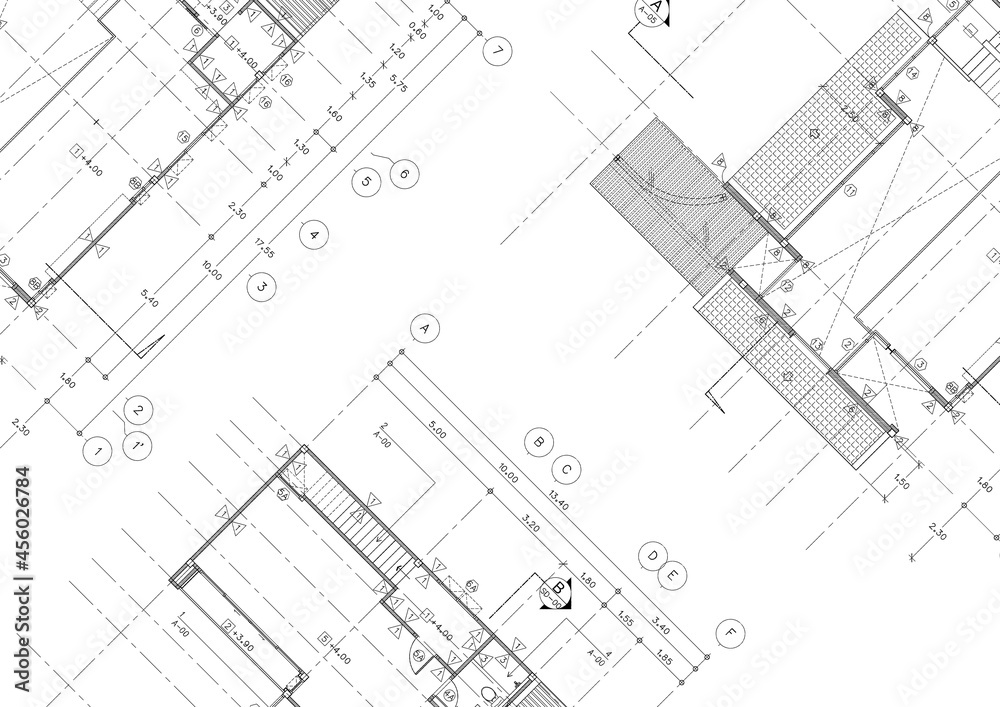 Floor plan designed building on the drawing. Floor plan designed building on the drawing.