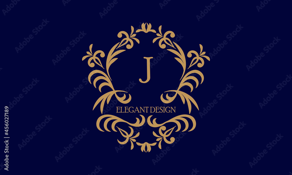 Exquisite monogram template with the initial letter J. Logo for cafe, bar, restaurant, invitation. Elegant company brand sign design.