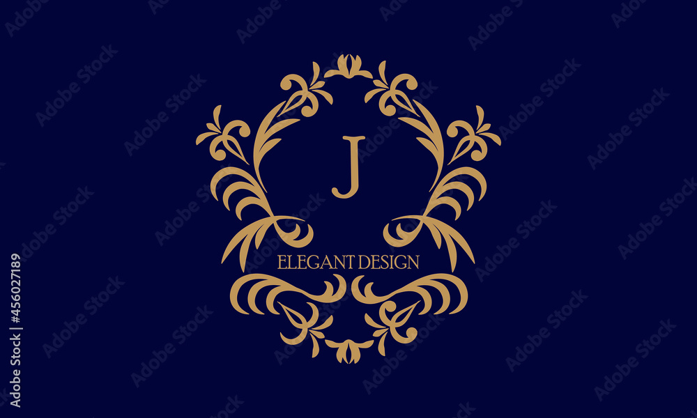 Exquisite monogram template with the initial letter J. Logo for cafe, bar, restaurant, invitation. Elegant company brand sign design. Exquisite monogram template with the initial letter J. Logo for cafe, bar, restaurant, invitation. Elegant company brand sign design.