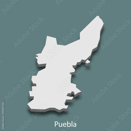 3d isometric map of Puebla is a city of Mexico