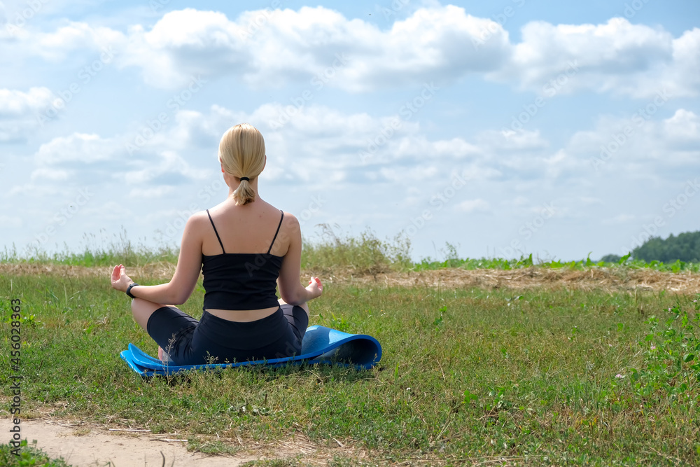 Fitness outdoors forest Workplace at home Workout in summer lockdown quarantine Self care wellness.Sports fit and recreation concept locked up with fitness apps online Fitness outdoors forest Workplace at home Workout in summer lockdown quarantine Self care wellness.Sports fit and recreation concept locked up with fitness apps online