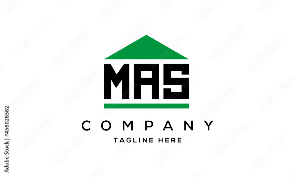 MAS three letter house for real estate logo design MAS three letter house for real estate logo design