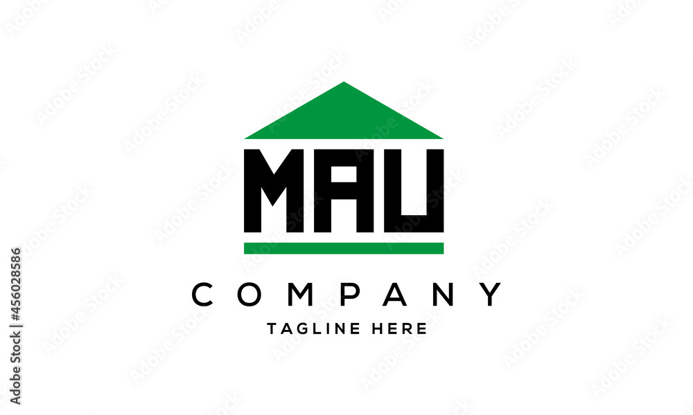 MAU three letter house for real estate logo design