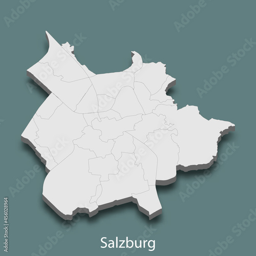 3d isometric map of Salzburg is a city of Austria