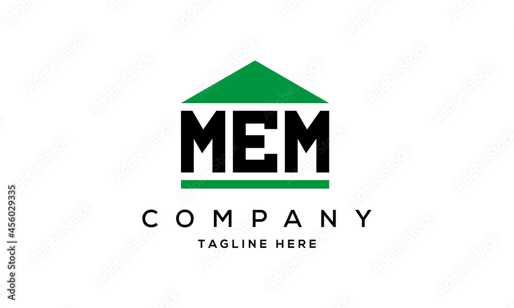 MEM three letter house for real estate logo design MEM three letter house for real estate logo design