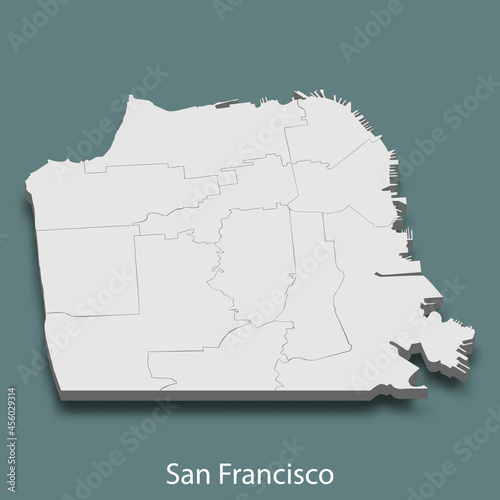 3d isometric map of San Francisco is a city of United States