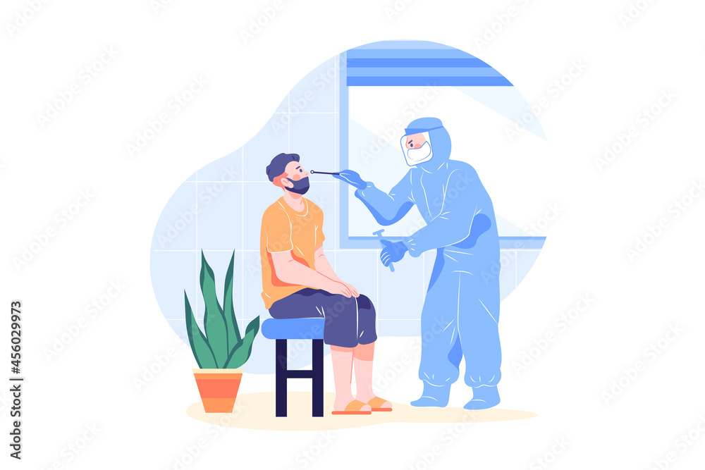 Digital Covid-19 checkup report Illustration concept. Flat illustration isolated on white background.