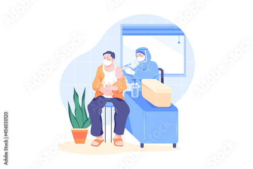 Doctor giving Covid-19 vaccine to a patient Illustration concept. Flat illustration isolated on white background. © freeslab
