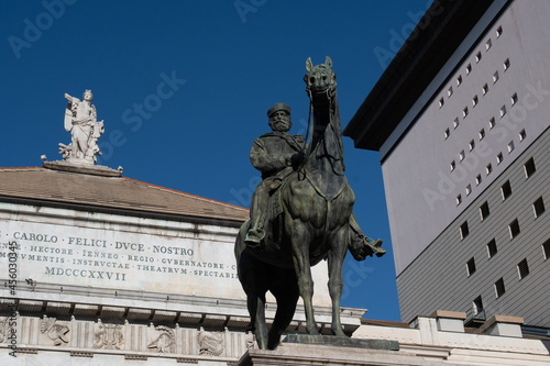 Italy. Liguria. Genoa. Equestrian statue of Guiseppe Garibaldi photo