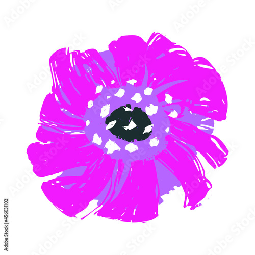 Sketch brush stroke doodle flower for decorative design. Vector paper texture. Grunge texture. Botanical print. Vector design. Design element. Floral branch. Line art.