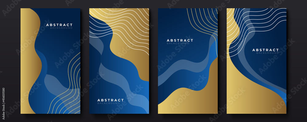 Collection of blue gold abstract background