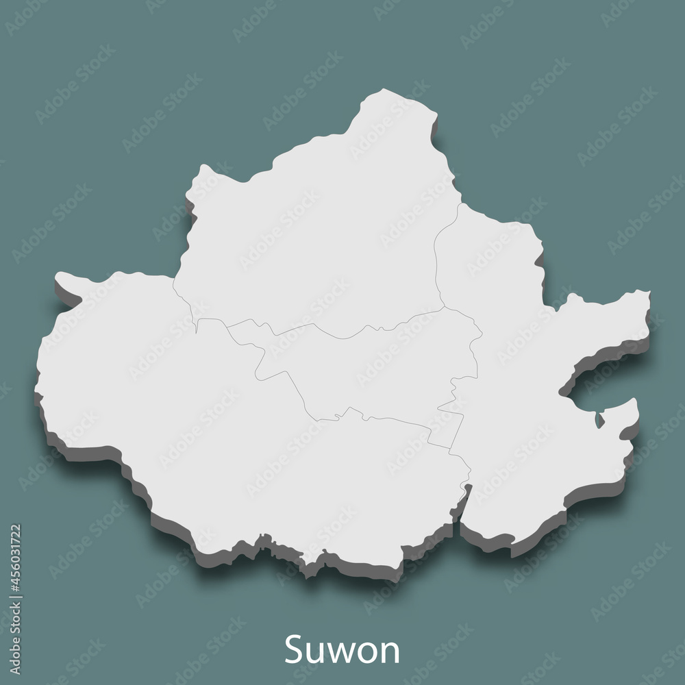 3d isometric map of Suwon is a city of Korea 3d isometric map of Suwon is a city of Korea