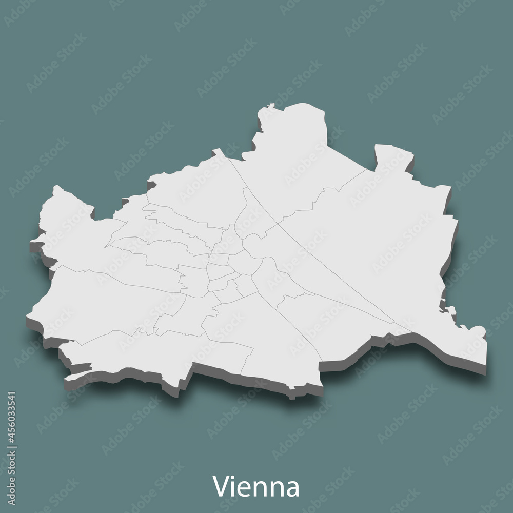 3d isometric map of Vienna is a city of Austria