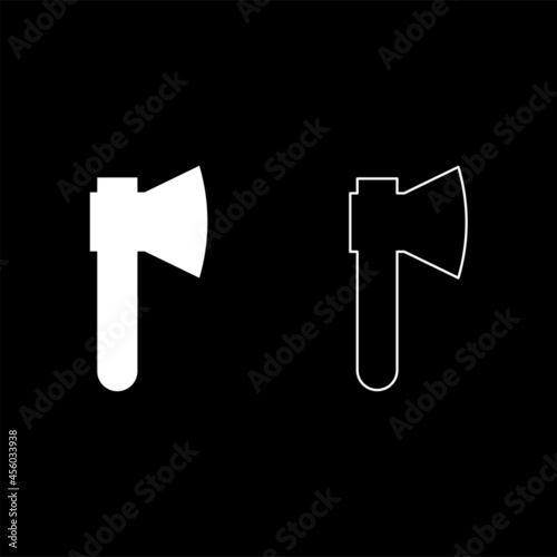 Ax Axe icon white color vector illustration flat style image set