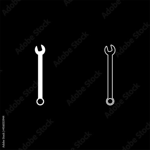 Wrench hexagon Spanner Hand tool Mechanic engineer instrument icon white color vector illustration flat style image set