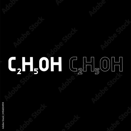 Chemical formula C2H5OH ethanol Ethyl alcohol icon white color vector illustration flat style image set