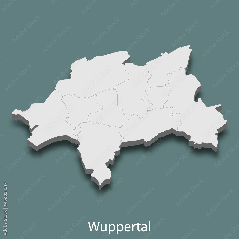 3d isometric map of Wuppertal is a city of Germany