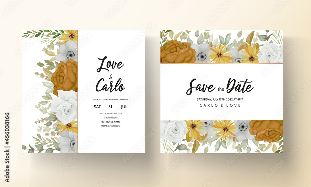 Naklejka premium wedding invitation with beautiful autumn flower