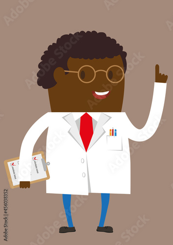African scientist or engineer with affirmative finger