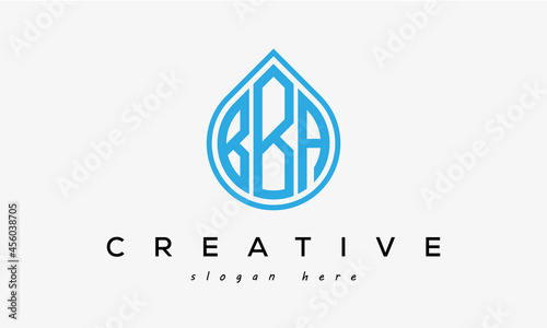 Water drop letters BBA logo initial template vector