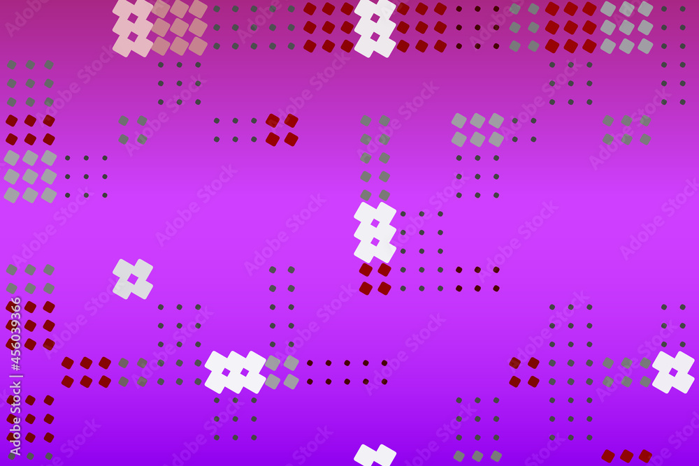 Mosaic style square shapes on pink background. Illustration of simple and light geometries.