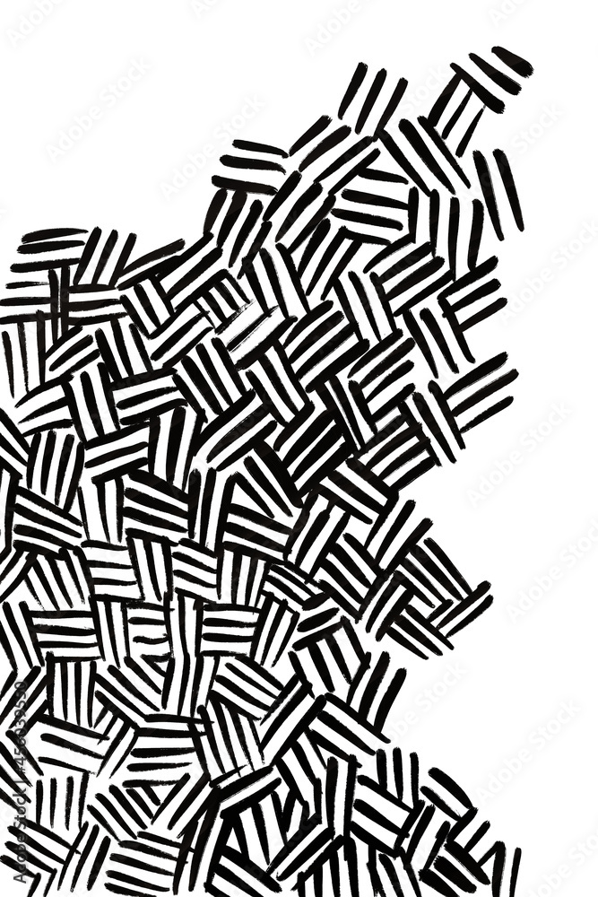 Modern art, pattern of black lines on a white background art Modern art, pattern of black lines on a white background art