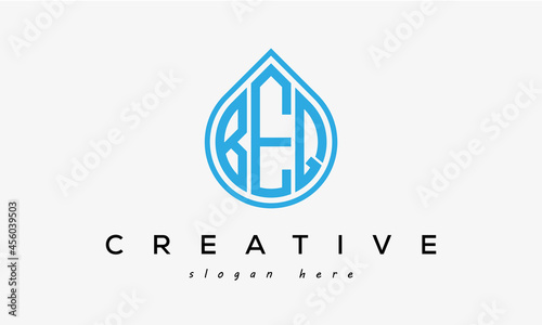 Water drop letters BEQ logo initial template vector