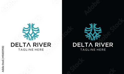 Abstract flat minimalist river delta logo