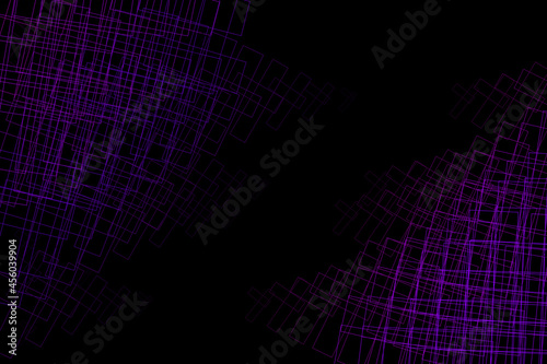 Dark background illustration with purple line geometries. Diagonal copy space design.