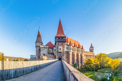 Medieval Hunyad Corvin castle in Transylvania region, Romania photo