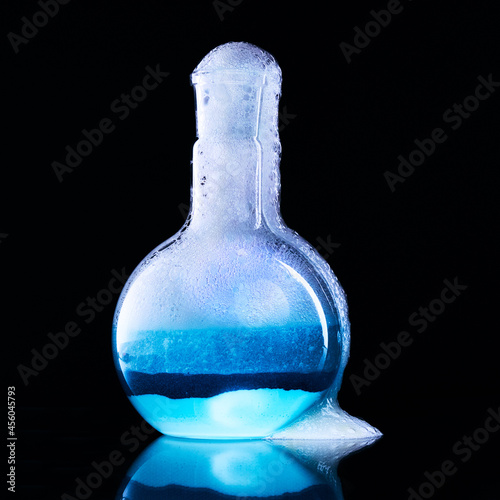 Canvas Print Glass flask with a chemical reagent.