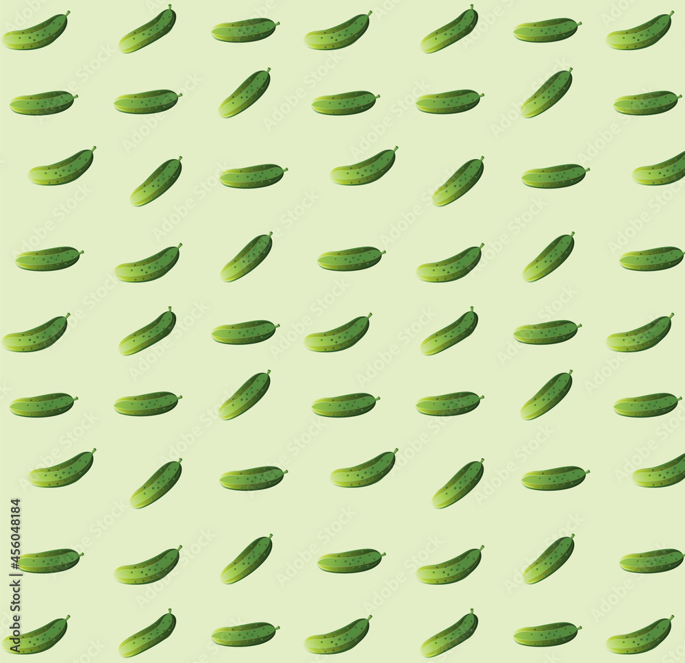 Seamless Pattern Fresh Green Cucumbers Seamless Pattern Fresh Green Cucumbers