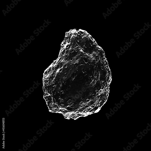 Old asteroid with lot of meteorite damages, add little extra to your space scenes. Stark, vacuum lighting, black background, isolated. High quality image, 3D generated photo