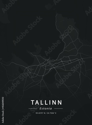 Canvas Print Map of Tallinn, Estonia