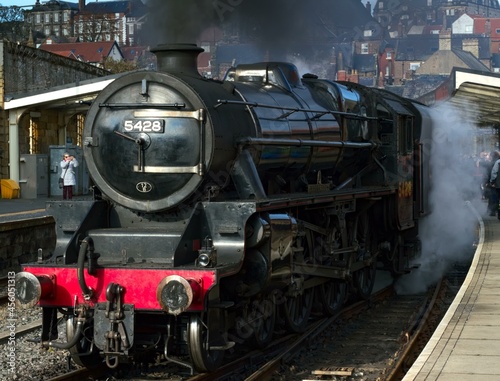 Class 5 steam locomotive terminates at Whitby  railway station.
