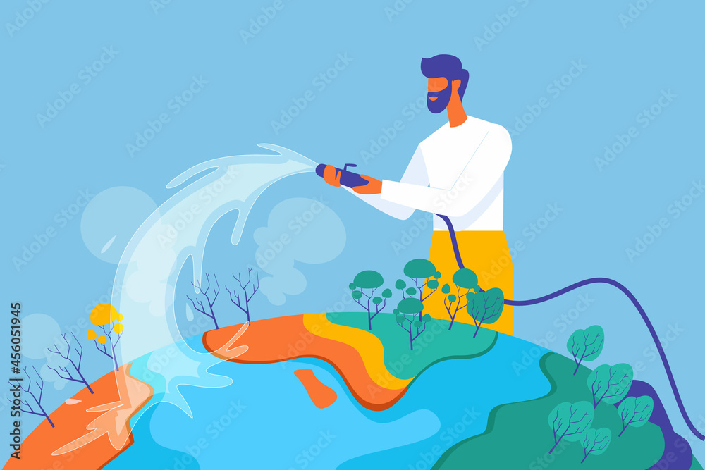 Working for global warming illustration concept vector