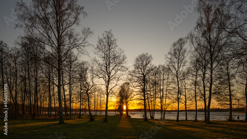 Sunset at Tydinge lake in Sk  ne  Sweden