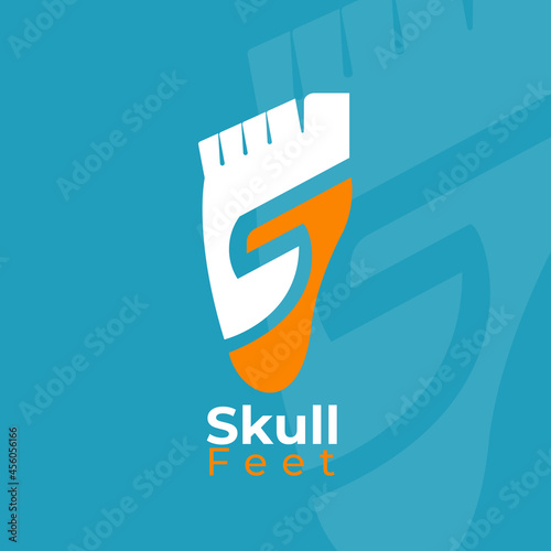 Logo with feet and skull shape