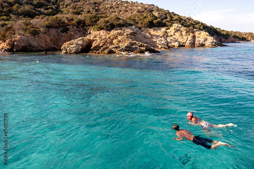 snorkeling in Cala Dell'amore, La Maddalena, turquoise waters