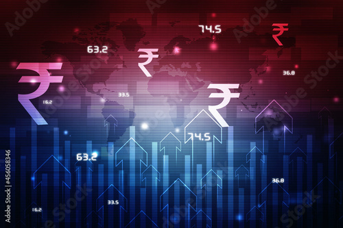 2d rendering Stock market online business concept. business Graph with indian rupee sign
