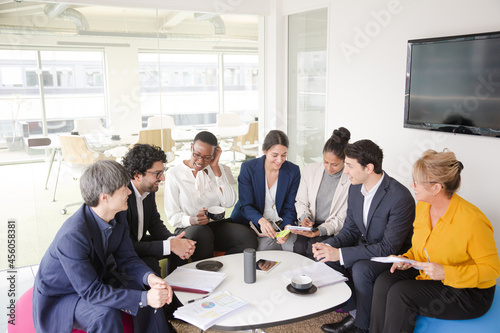Business people talking in relax zone