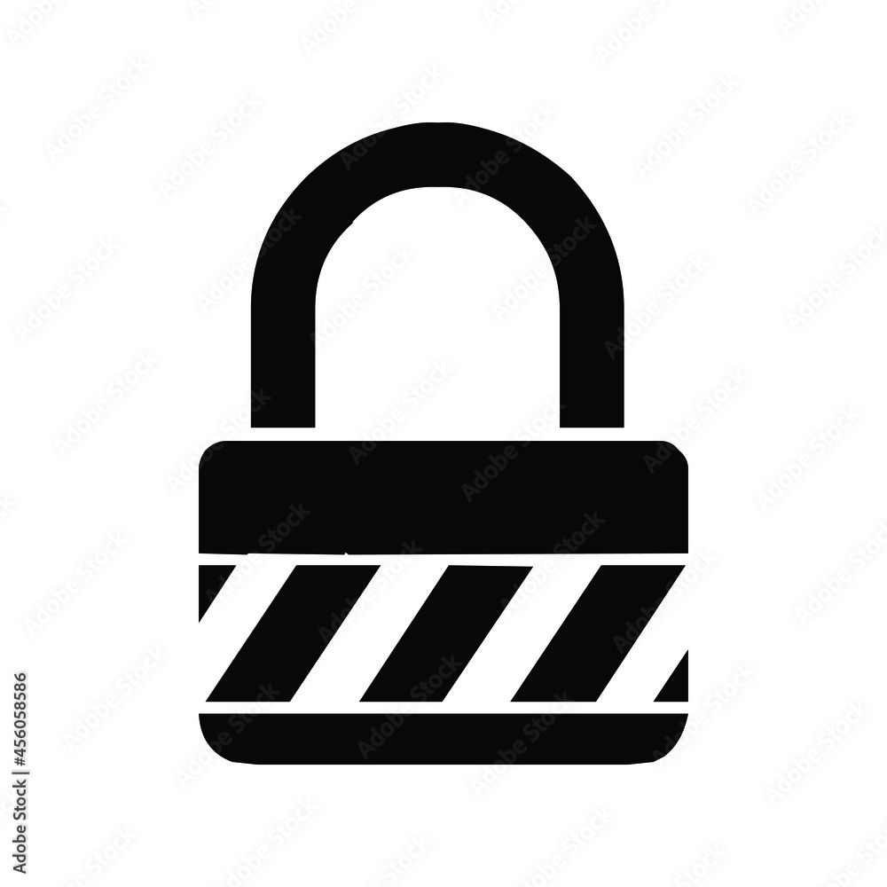 Padlock Close Icon Simple Black Vector Design Isolated on White ...