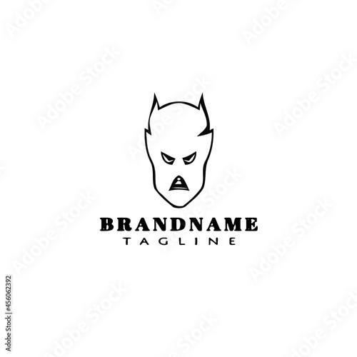 devil face logo icon cartoon design template black cute vector illustration