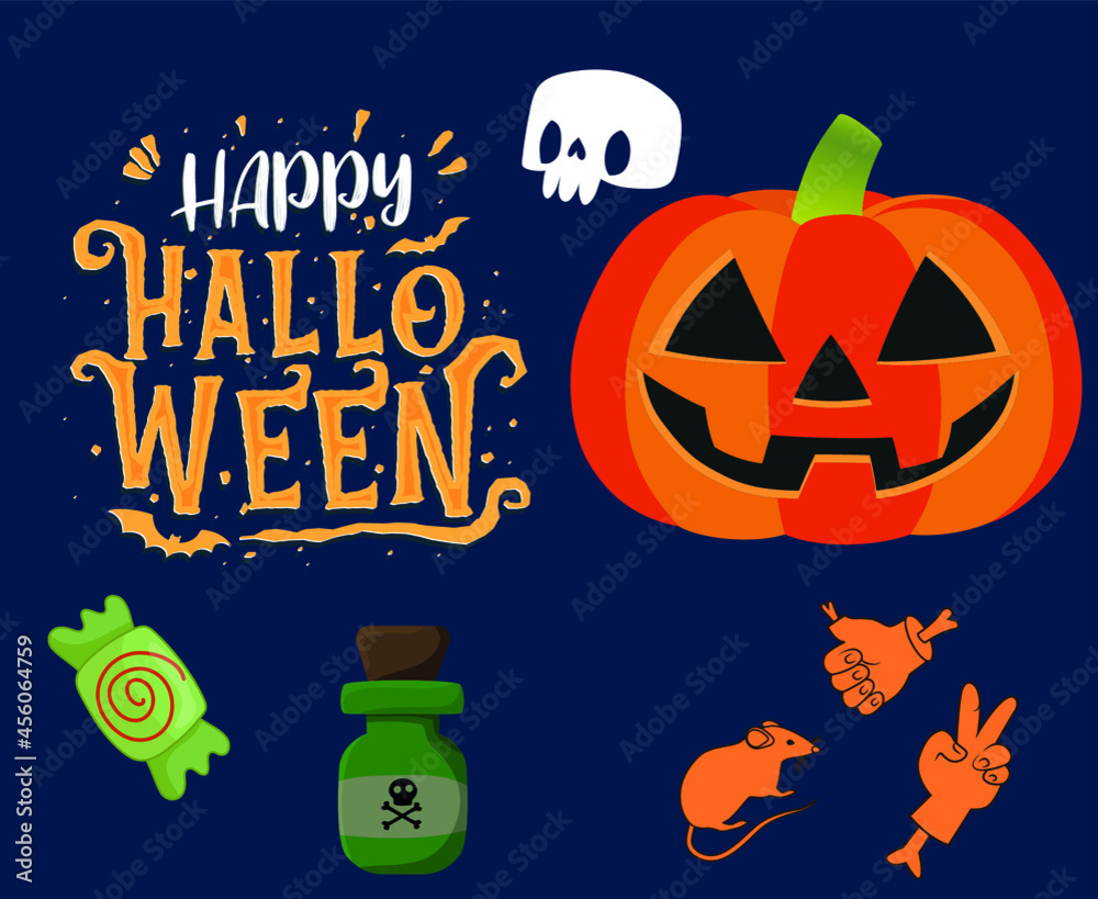 Abstract Design Halloween Day 31 October Event Dark illustration Pumpkin Candy And Rip Vector
