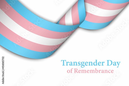 Waving ribbon or banner with Transgender pride flag