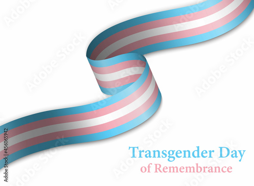 Waving ribbon or banner with Transgender pride flag