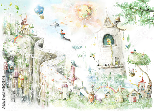 Photography a magical forest with a fairy-tale house with a small path