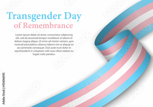 Waving ribbon or banner with Transgender pride flag